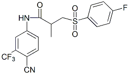 (RS)-4’-Cyano-3-(4-fluorophenylsulfonyl)-2-methyl-3’-(trifluoromethyl)-propionanilide Struktur