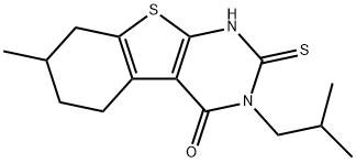 3-ISOBUTYL-2-MERCAPTO-7-METHYL-5,6,7,8-TETRAHYDRO[1]BENZOTHIENO[2,3-D]PYRIMIDIN-4(3H)-ONE Struktur