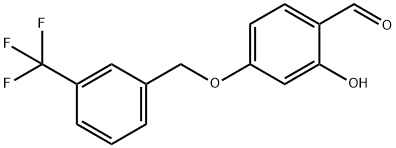 2-HYDROXY-4-([3-(TRIFLUOROMETHYL)BENZYL]OXY)BENZENECARBALDEHYDE Struktur