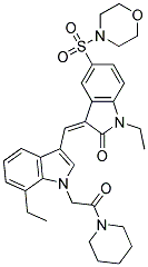 (Z)-1-ETHYL-3-((7-ETHYL-1-(2-OXO-2-(PIPERIDIN-1-YL)ETHYL)-1H-INDOL-3-YL)METHYLENE)-5-(MORPHOLINOSULFONYL)INDOLIN-2-ONE Struktur