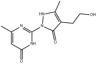 2-[4-(2-HYDROXYETHYL)-3-METHYL-5-OXO-2,5-DIHYDRO-1H-PYRAZOL-1-YL]-6-METHYL-4(3H)-PYRIMIDINONE Struktur