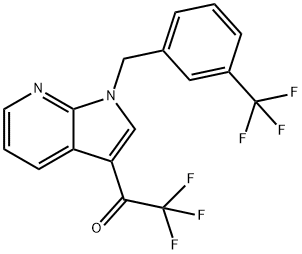 2,2,2-TRIFLUORO-1-(1-[3-(TRIFLUOROMETHYL)BENZYL]-1H-PYRROLO[2,3-B]PYRIDIN-3-YL)-1-ETHANONE Struktur