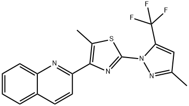 2-(5-METHYL-2-[3-METHYL-5-(TRIFLUOROMETHYL)-1H-PYRAZOL-1-YL]-1,3-THIAZOL-4-YL)QUINOLINE Struktur