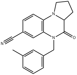 5-(3-METHYLBENZYL)-4-OXO-1,2,3,3A,4,5-HEXAHYDROPYRROLO[1,2-A]QUINOXALINE-7-CARBONITRILE Struktur