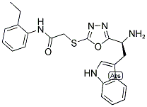 2-(5-[1-AMINO-2-(1H-INDOL-3-YL)-ETHYL]-[1,3,4]OXADIAZOL-2-YLSULFANYL)-N-(2-ETHYL-PHENYL)-ACETAMIDE Struktur