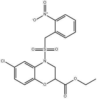 ETHYL 6-CHLORO-4-[(2-NITROBENZYL)SULFONYL]-3,4-DIHYDRO-2H-1,4-BENZOXAZINE-2-CARBOXYLATE Struktur