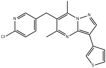 6-[(6-CHLORO-3-PYRIDINYL)METHYL]-5,7-DIMETHYL-3-(3-THIENYL)PYRAZOLO[1,5-A]PYRIMIDINE Struktur