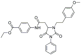 ETHYL 4-(2-(3-(4-METHOXYPHENETHYL)-2,5-DIOXO-1-PHENYLIMIDAZOLIDIN-4-YL)ACETAMIDO)BENZOATE Struktur