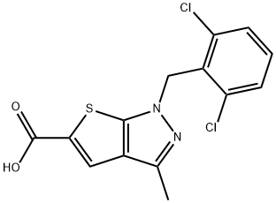 1-(2,6-DICHLORO-BENZYL)-3-METHYL-1H-THIENO[2,3-C]PYRAZOLE-5-CARBOXYLIC ACID Struktur