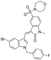 (Z)-3-((5-BROMO-1-(4-FLUOROBENZYL)-1H-INDOL-3-YL)METHYLENE)-1-METHYL-5-(MORPHOLINOSULFONYL)INDOLIN-2-ONE Struktur