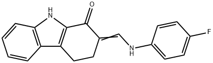 2-[(E)-(4-FLUOROANILINO)METHYLIDENE]-2,3,4,9-TETRAHYDRO-1H-CARBAZOL-1-ONE Struktur