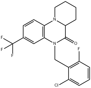 5-(2-CHLORO-6-FLUOROBENZYL)-3-(TRIFLUOROMETHYL)-7,8,9,10-TETRAHYDRO-5H-PYRIDO[1,2-A]QUINOXALIN-6(6AH)-ONE Struktur