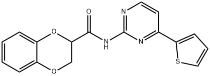 N-[4-(2-THIENYL)-2-PYRIMIDINYL]-2,3-DIHYDRO-1,4-BENZODIOXINE-2-CARBOXAMIDE Struktur