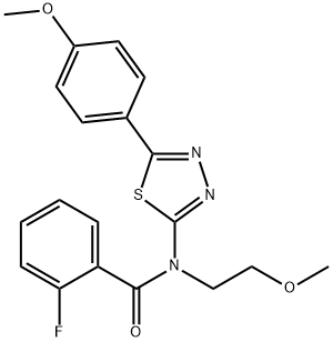 2-FLUORO-N-(2-METHOXY-ETHYL)-N-[5-(4-METHOXY-PHENYL)-[1,3,4]THIADIAZOL-2-YL]-BENZAMIDE Struktur