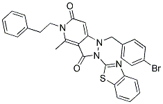 2-(BENZO[D]THIAZOL-2-YL)-1-(4-BROMOBENZYL)-4-METHYL-5-PHENETHYL-1,2-DIHYDRO-5H-PYRAZOLO[4,3-C]PYRIDINE-3,6-DIONE Struktur