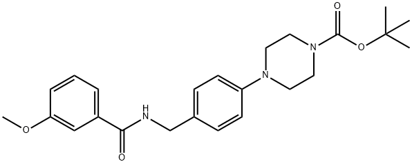 TERT-BUTYL 4-(4-([(3-METHOXYBENZOYL)AMINO]METHYL)PHENYL)TETRAHYDRO-1(2H)-PYRAZINECARBOXYLATE Struktur