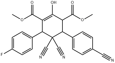 DIMETHYL 5,5-DICYANO-4-(4-CYANOPHENYL)-6-(4-FLUOROPHENYL)-2-HYDROXY-1-CYCLOHEXENE-1,3-DICARBOXYLATE Struktur