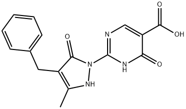 2-(4-BENZYL-3-METHYL-5-OXO-2,5-DIHYDRO-1H-PYRAZOL-1-YL)-6-OXO-1,6-DIHYDRO-5-PYRIMIDINECARBOXYLIC ACID Struktur