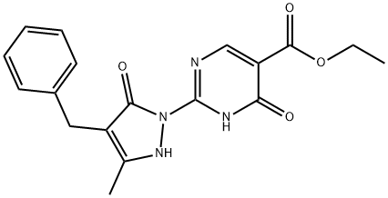 ETHYL 2-(4-BENZYL-3-METHYL-5-OXO-2,5-DIHYDRO-1H-PYRAZOL-1-YL)-6-OXO-1,6-DIHYDRO-5-PYRIMIDINECARBOXYLATE Struktur