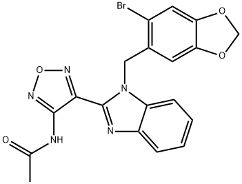 N-(4-{1-[(6-BROMO-1,3-BENZODIOXOL-5-YL)METHYL]-1H-BENZIMIDAZOL-2-YL}-1,2,5-OXADIAZOL-3-YL)ACETAMIDE Struktur