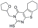 2-MERCAPTO-3-(TETRAHYDROFURAN-2-YLMETHYL)-5,6,7,8-TETRAHYDRO[1]BENZOTHIENO[2,3-D]PYRIMIDIN-4(3H)-ONE Struktur