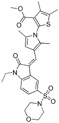 (Z)-METHYL 2-(3-((1-ETHYL-5-(MORPHOLINOSULFONYL)-2-OXOINDOLIN-3-YLIDENE)METHYL)-2,5-DIMETHYL-1H-PYRROL-1-YL)-4,5-DIMETHYLTHIOPHENE-3-CARBOXYLATE Struktur