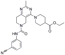 1-[6-(3-CYANO-PHENYLCARBAMOYL)-2-METHYL-5,6,7,8-TETRAHYDRO-PYRIDO[4,3-D]PYRIMIDIN-4-YL]-PIPERIDINE-4-CARBOXYLIC ACID ETHYL ESTER Struktur