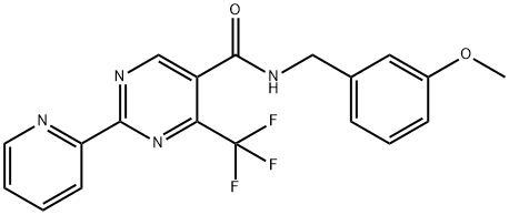 N-(3-METHOXYBENZYL)-2-(2-PYRIDINYL)-4-(TRIFLUOROMETHYL)-5-PYRIMIDINECARBOXAMIDE Struktur