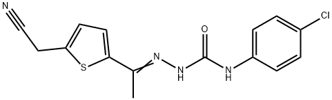 N-(4-CHLOROPHENYL)-2-(1-[5-(CYANOMETHYL)-2-THIENYL]ETHYLIDENE)-1-HYDRAZINECARBOXAMIDE Struktur