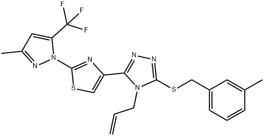 4-ALLYL-3-[(3-METHYLBENZYL)SULFANYL]-5-(2-[3-METHYL-5-(TRIFLUOROMETHYL)-1H-PYRAZOL-1-YL]-1,3-THIAZOL-4-YL)-4H-1,2,4-TRIAZOLE Struktur