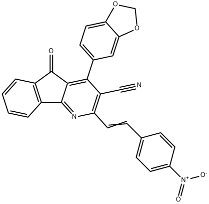 4-(1,3-BENZODIOXOL-5-YL)-2-(4-NITROSTYRYL)-5-OXO-5H-INDENO[1,2-B]PYRIDINE-3-CARBONITRILE Struktur