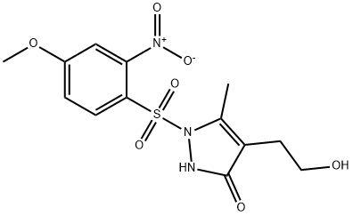 4-(2-HYDROXYETHYL)-1-[(4-METHOXY-2-NITROPHENYL)SULFONYL]-5-METHYL-1,2-DIHYDRO-3H-PYRAZOL-3-ONE Struktur