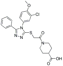 1-[2-[4-(3-CHLORO-4-METHOXY-PHENYL)-5-PHENYL-4H-[1,2,4]TRIAZOL-3-YLSULFANYL]-ACETYL]-PIPERIDINE-4-CARBOXYLIC ACID Struktur