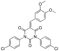 1,3-BIS(4-CHLOROPHENYL)-5-((3,4-DIMETHOXYPHENYL)METHYLENE)-1,3-DIAZAPERHYDROINE-2,4,6-TRIONE Struktur