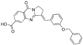 3-(3-BENZYLOXY-BENZYLIDENE)-9-OXO-1,2,3,9-TETRAHYDRO-PYRROLO[2,1-B]QUINAZOLINE-6-CARBOXYLIC ACID Struktur