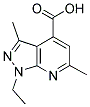 1-ETHYL-3,6-DIMETHYL-1H-PYRAZOLO[3,4-B]PYRIDINE-4-CARBOXYLIC ACID Struktur