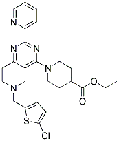 1-[6-(5-CHLORO-THIOPHEN-2-YLMETHYL)-2-PYRIDIN-2-YL-5,6,7,8-TETRAHYDRO-PYRIDO[4,3-D]PYRIMIDIN-4-YL]-PIPERIDINE-4-CARBOXYLIC ACID ETHYL ESTER Struktur