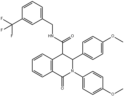 (2,3-BIS(4-METHOXYPHENYL)-1-OXO(4-2,3,4-TRIHYDROISOQUINOLYL))-N-((3-(TRIFLUOROMETHYL)PHENYL)METHYL)FORMAMIDE Struktur