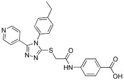 4-[2-[4-(4-ETHYL-PHENYL)-5-PYRIDIN-4-YL-4H-[1,2,4]TRIAZOL-3-YLSULFANYL]-ACETYLAMINO]-BENZOIC ACID Struktur