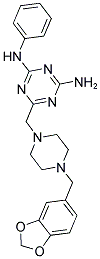 6-((4-(BENZO[D][1,3]DIOXOL-5-YLMETHYL)PIPERAZIN-1-YL)METHYL)-N2-PHENYL-1,3,5-TRIAZINE-2,4-DIAMINE Struktur