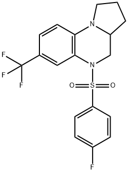 5-[(4-FLUOROPHENYL)SULFONYL]-7-(TRIFLUOROMETHYL)-1,2,3,3A,4,5-HEXAHYDROPYRROLO[1,2-A]QUINOXALINE Struktur