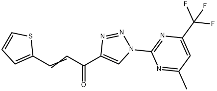 1-(1-[4-METHYL-6-(TRIFLUOROMETHYL)-2-PYRIMIDINYL]-1H-1,2,3-TRIAZOL-4-YL)-3-(2-THIENYL)-2-PROPEN-1-ONE Struktur