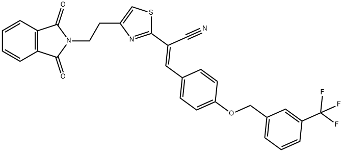 (E)-2-(4-[2-(1,3-DIOXO-1,3-DIHYDRO-2H-ISOINDOL-2-YL)ETHYL]-1,3-THIAZOL-2-YL)-3-(4-([3-(TRIFLUOROMETHYL)BENZYL]OXY)PHENYL)-2-PROPENENITRILE Struktur