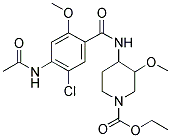 4-ACETIMIDO-5-CHLORO-N-(1-CARBETHOXY-3-METHOXY-4-PIPERIDYL)-2-METHOXY-BENZAMIDE Struktur