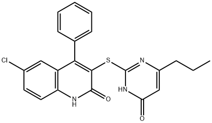 6-CHLORO-3-[(4-HYDROXY-6-PROPYLPYRIMIDIN-2-YL)THIO]-4-PHENYLQUINOLIN-2(1H)-ONE Struktur