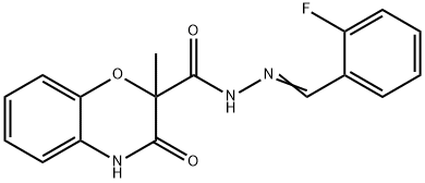 N'-[(2-FLUOROPHENYL)METHYLENE]-2-METHYL-3-OXO-3,4-DIHYDRO-2H-1,4-BENZOXAZINE-2-CARBOHYDRAZIDE Struktur