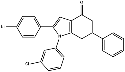 2-(4-BROMOPHENYL)-1-(3-CHLOROPHENYL)-6-PHENYL-5,6,7-TRIHYDROINDOL-4-ONE Struktur