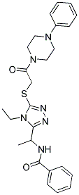 N-(1-(4-ETHYL-5-(2-OXO-2-(4-PHENYLPIPERAZIN-1-YL)ETHYLTHIO)-4H-1,2,4-TRIAZOL-3-YL)ETHYL)BENZAMIDE Struktur