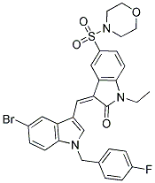 (Z)-3-((5-BROMO-1-(4-FLUOROBENZYL)-1H-INDOL-3-YL)METHYLENE)-1-ETHYL-5-(MORPHOLINOSULFONYL)INDOLIN-2-ONE Struktur