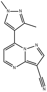 7-(1,3-DIMETHYL-1H-PYRAZOL-4-YL)-PYRAZOLO[1,5-A]-PYRIMIDINE-3-CARBONITRILE Struktur